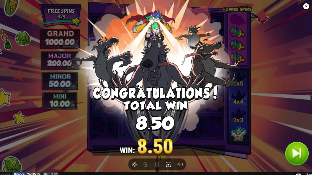 Tampilan visual slot Unigoat dengan tema peternakan fantasi dan karakter kambing unicorn.