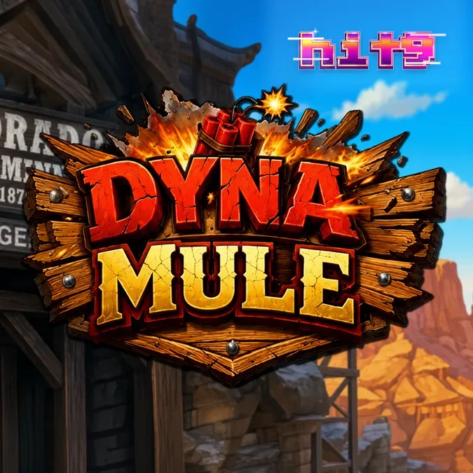 Tampilan layar permainan slot Dyna Mule dengan tema tambang yang ceria